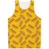 Yellow Hot Dog Pattern Print Men's Tank Top