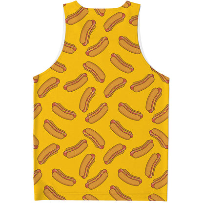 Yellow Hot Dog Pattern Print Men's Tank Top