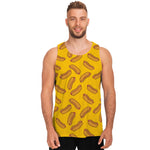 Yellow Hot Dog Pattern Print Men's Tank Top