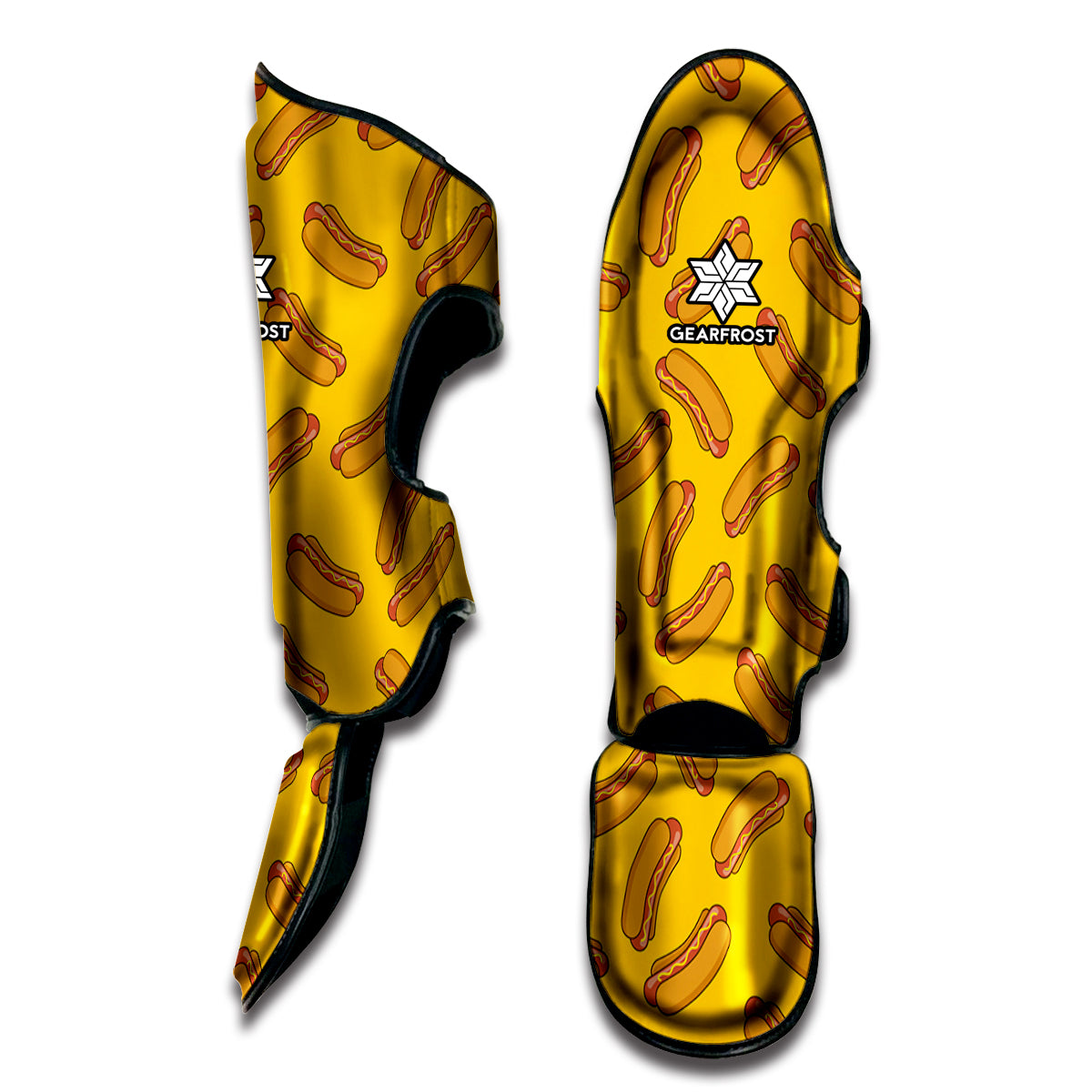 Yellow Hot Dog Pattern Print Muay Thai Shin Guard