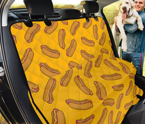 Yellow Hot Dog Pattern Print Pet Car Back Seat Cover