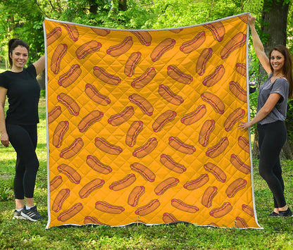 Yellow Hot Dog Pattern Print Quilt