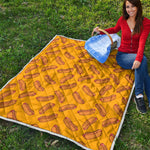 Yellow Hot Dog Pattern Print Quilt