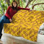 Yellow Hot Dog Pattern Print Quilt