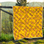 Yellow Hot Dog Pattern Print Quilt