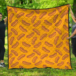 Yellow Hot Dog Pattern Print Quilt