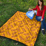 Yellow Hot Dog Pattern Print Quilt