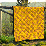 Yellow Hot Dog Pattern Print Quilt