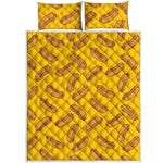 Yellow Hot Dog Pattern Print Quilt Bed Set