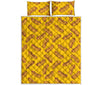 Yellow Hot Dog Pattern Print Quilt Bed Set