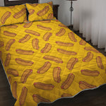 Yellow Hot Dog Pattern Print Quilt Bed Set