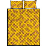 Yellow Hot Dog Pattern Print Quilt Bed Set