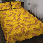 Yellow Hot Dog Pattern Print Quilt Bed Set