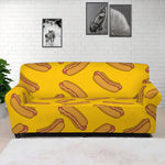 Yellow Hot Dog Pattern Print Sofa Cover