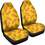 Yellow Hot Dog Pattern Print Universal Fit Car Seat Covers