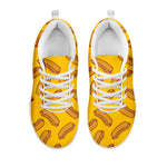 Yellow Hot Dog Pattern Print White Sneakers