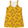 Yellow Hot Dog Pattern Print Women's Racerback Tank Top