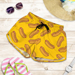 Yellow Hot Dog Pattern Print Women's Shorts