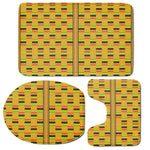 Yellow Kente Pattern Print 3 Piece Bath Mat Set