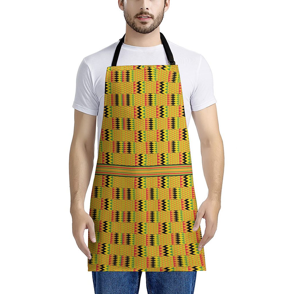 Yellow Kente Pattern Print Apron