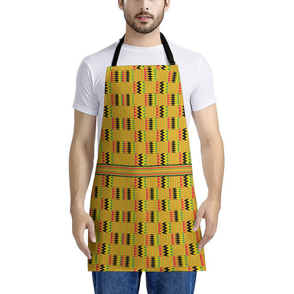 Yellow Kente Pattern Print Apron