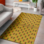 Yellow Kente Pattern Print Area Rug