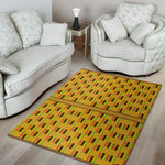 Yellow Kente Pattern Print Area Rug