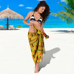 Yellow Kente Pattern Print Beach Sarong Wrap