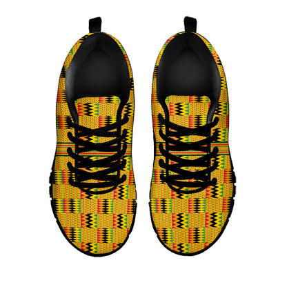 Yellow Kente Pattern Print Black Sneakers
