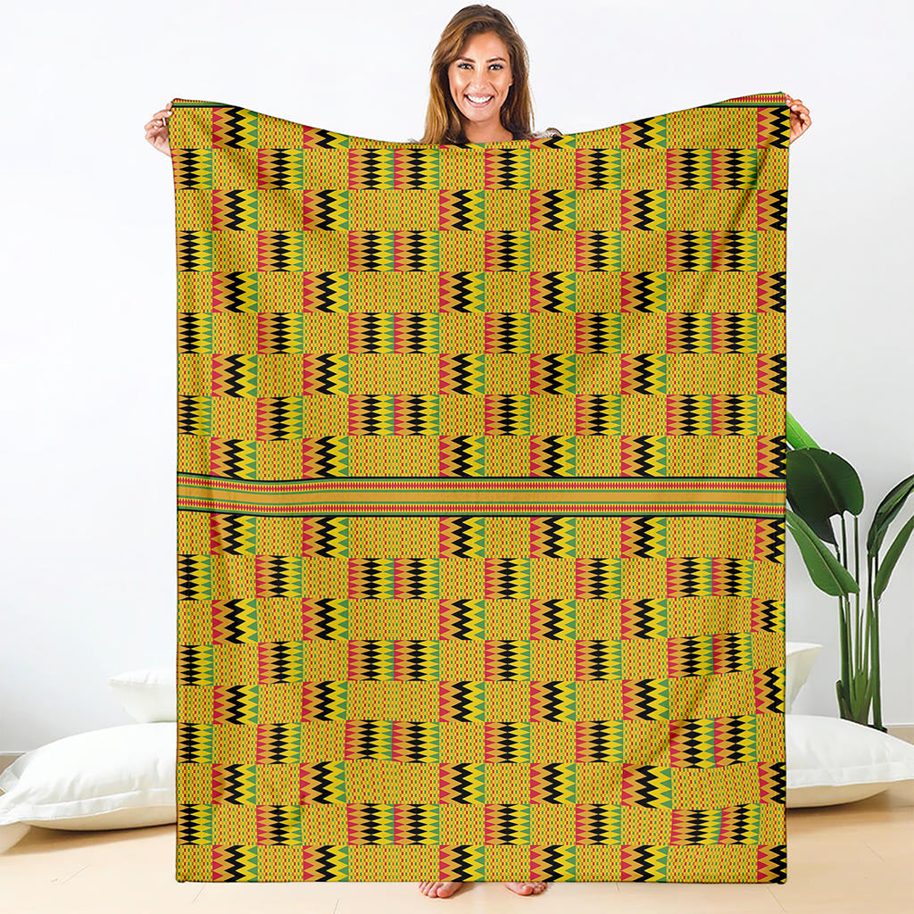 Yellow Kente Pattern Print Blanket