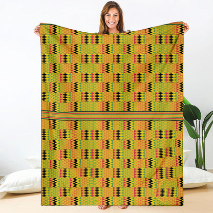 Yellow Kente Pattern Print Blanket