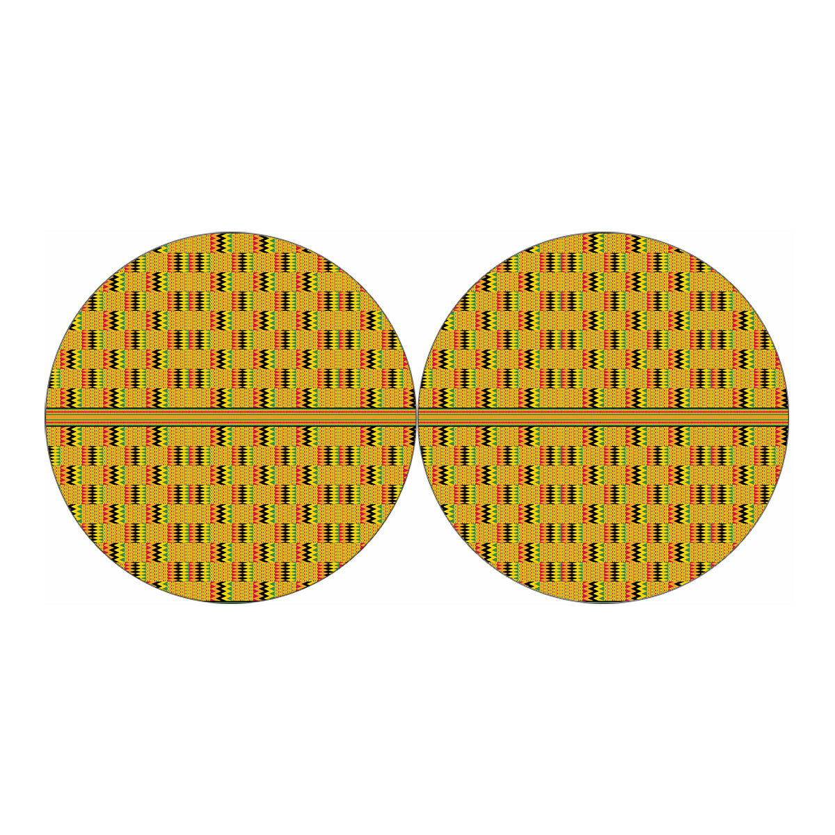 Yellow Kente Pattern Print Car Coasters