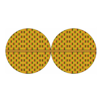 Yellow Kente Pattern Print Car Coasters