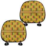 Yellow Kente Pattern Print Car Headrest Covers