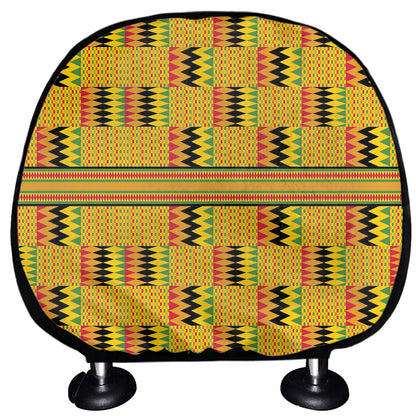 Yellow Kente Pattern Print Car Headrest Covers