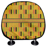 Yellow Kente Pattern Print Car Headrest Covers