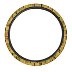 Yellow Kente Pattern Print Car Steering Wheel Cover