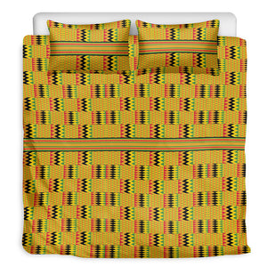 Yellow Kente Pattern Print Duvet Cover Bedding Set