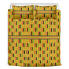 Yellow Kente Pattern Print Duvet Cover Bedding Set
