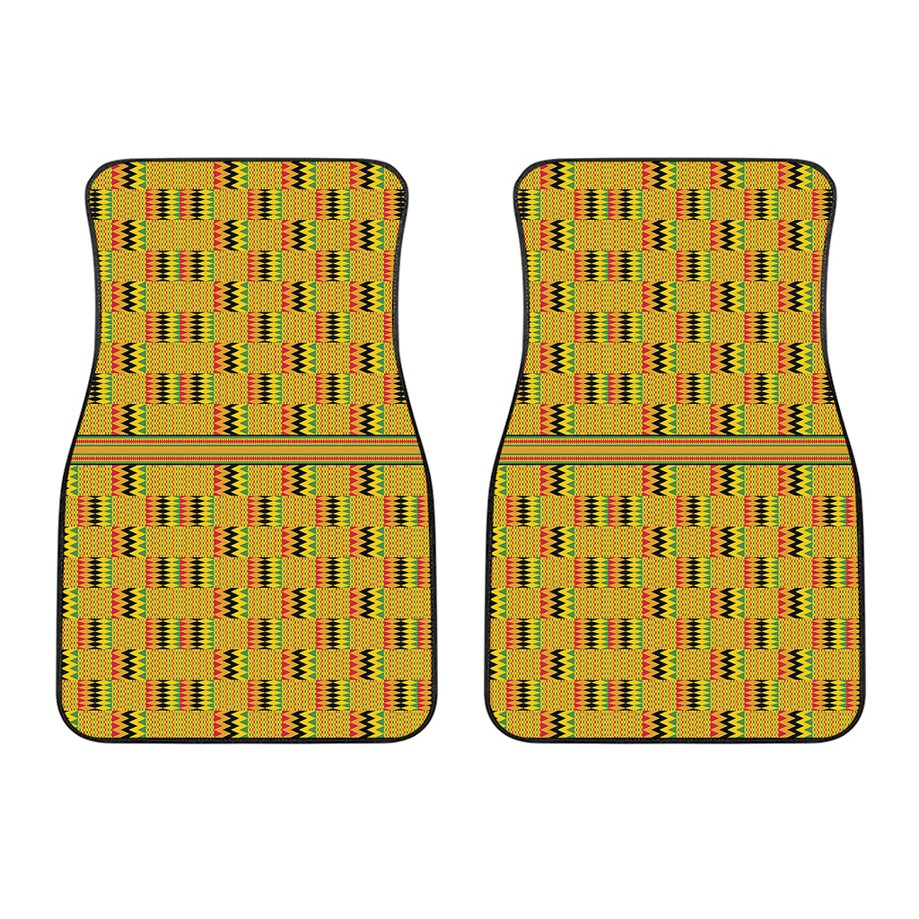 Yellow Kente Pattern Print Front Car Floor Mats