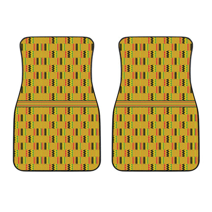 Yellow Kente Pattern Print Front Car Floor Mats