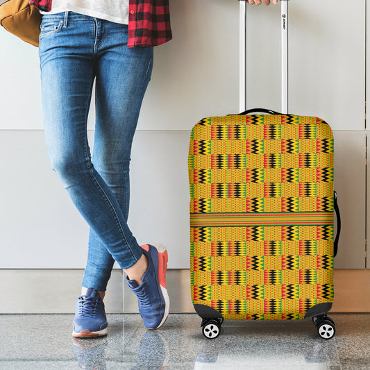 Yellow Kente Pattern Print Luggage Cover