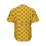 Yellow Kente Pattern Print Men's Baseball Jersey
