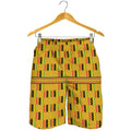 Yellow Kente Pattern Print Men's Shorts