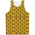 Yellow Kente Pattern Print Men's Tank Top