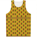 Yellow Kente Pattern Print Men's Tank Top