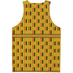 Yellow Kente Pattern Print Men's Tank Top