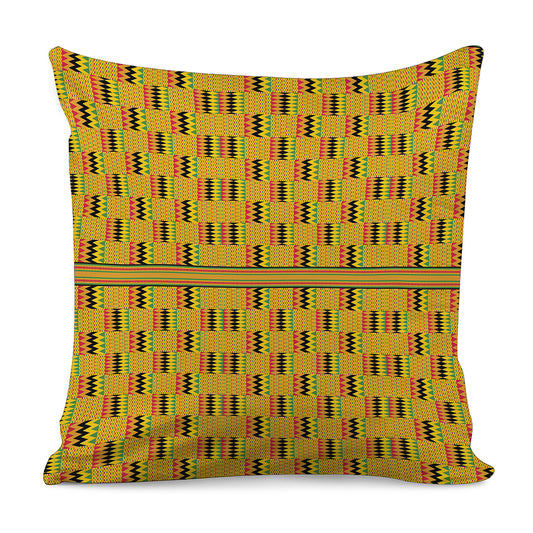 Yellow Kente Pattern Print Pillow Cover