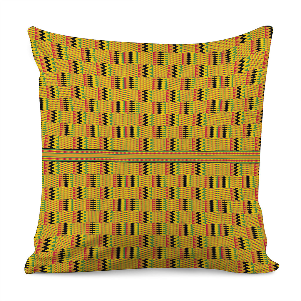 Yellow Kente Pattern Print Pillow Cover