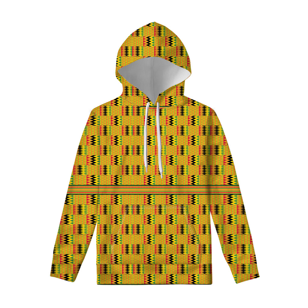 Yellow Kente Pattern Print Pullover Hoodie